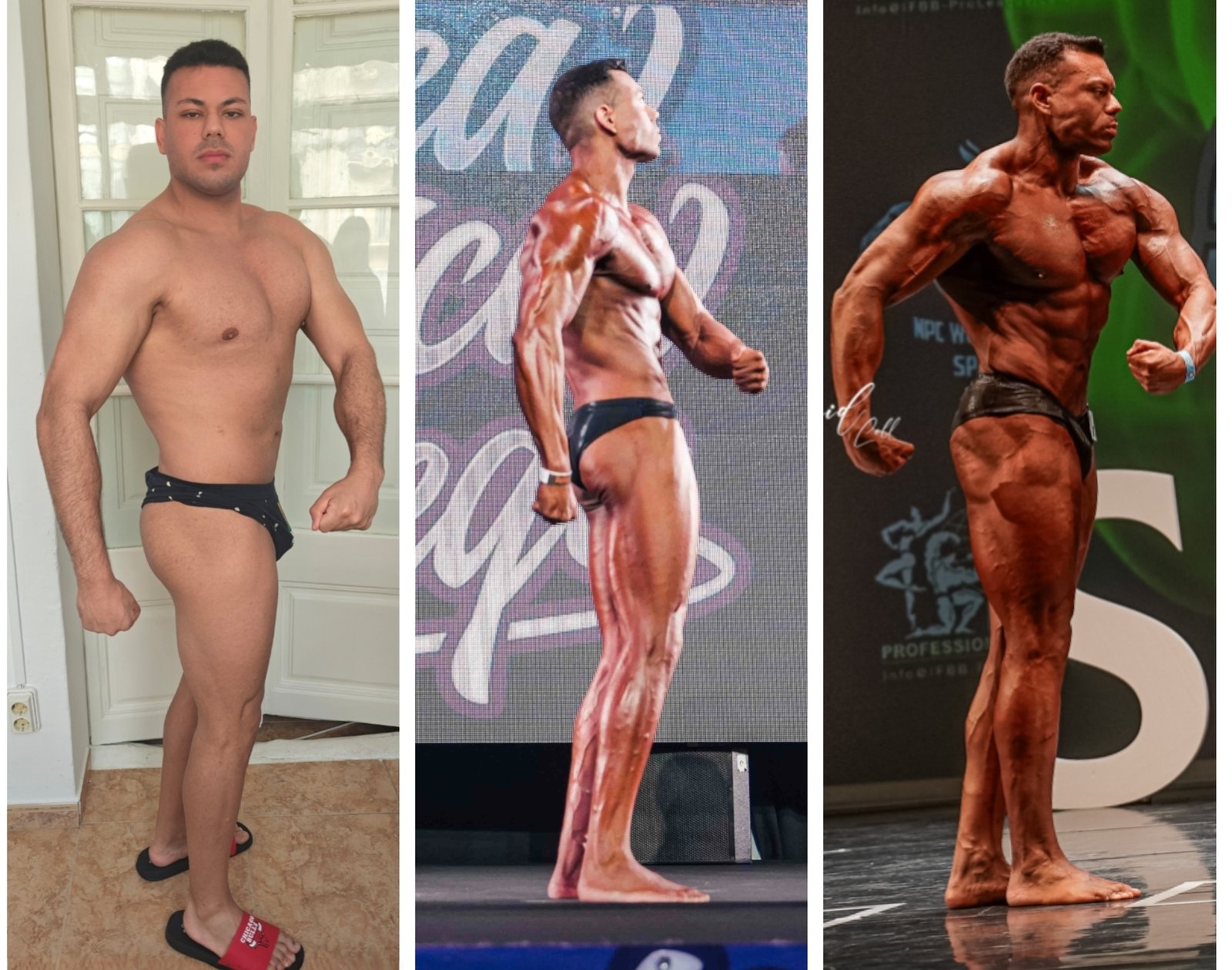 Comparativa de la evolución de Ismael Infante en 8 meses: más de 10 kg de masa muscular