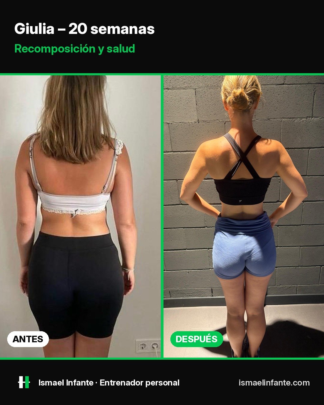 Antes y después de Giulia en 20 semanas