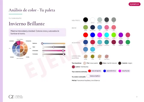 Página de ejemplo de un informe PDF de colorimetría generado por la app