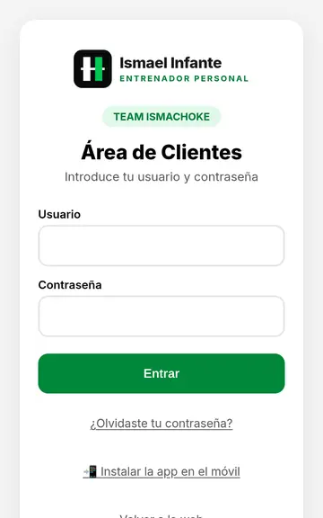 Acceso al área de clientes de ismaelinfante.com en el móvil